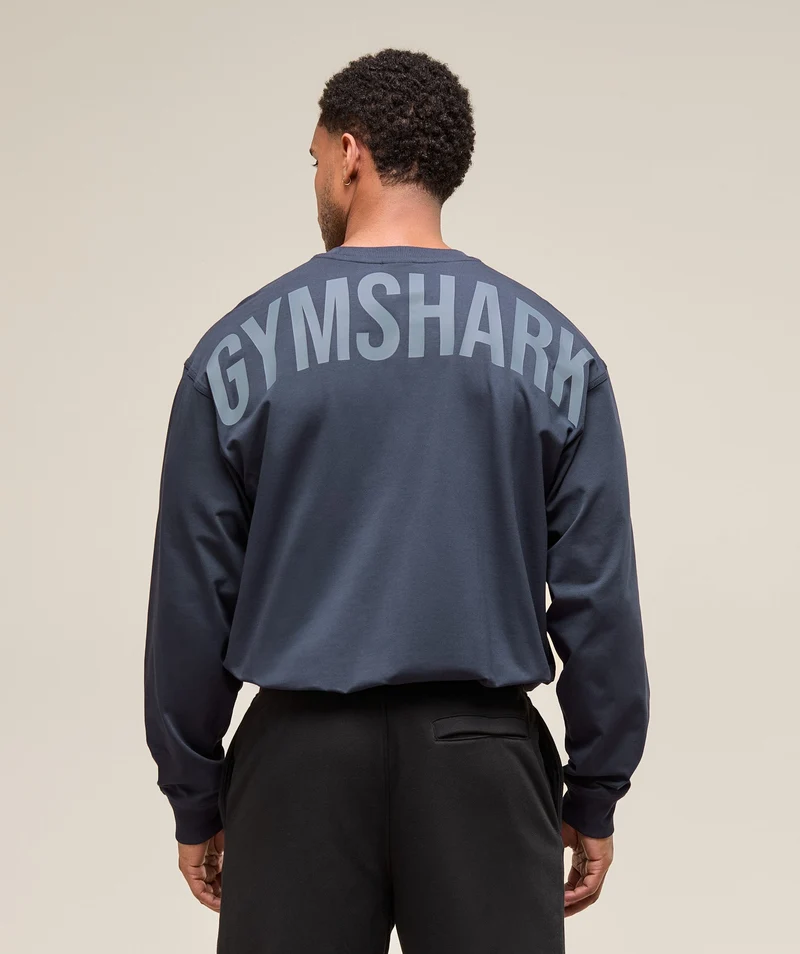 Gymshark Power Long Sleeve T-Shirt - Heavy Blue