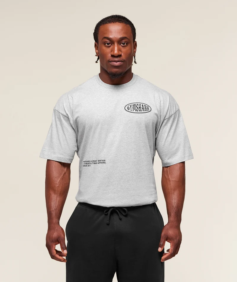 Gymshark Authentic Lifting Apparel T-Shirt - Light Grey Core Marl
