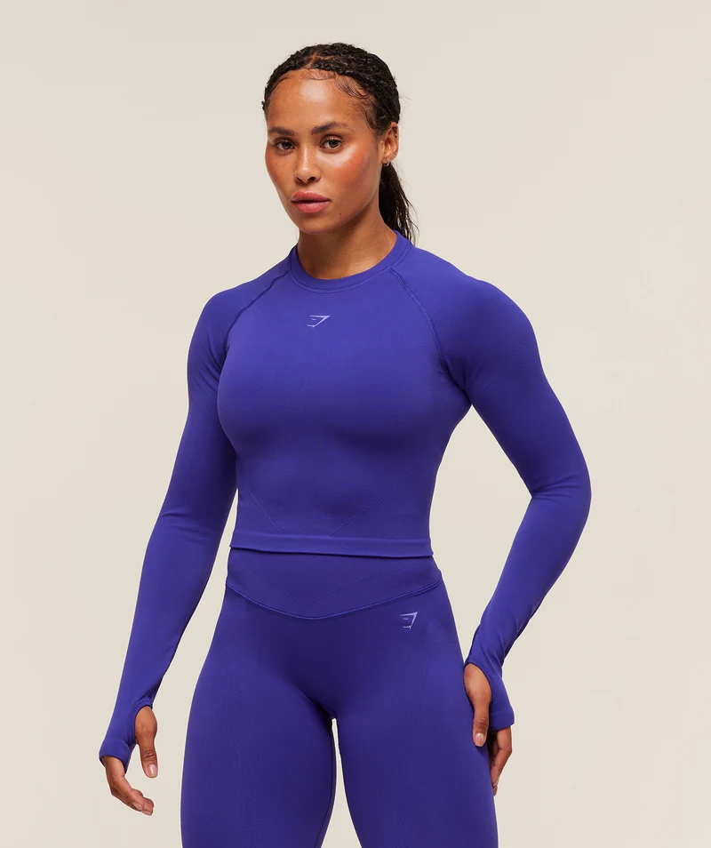 Gymshark Activate Long Sleeve Crop Top - Cobalt Purple