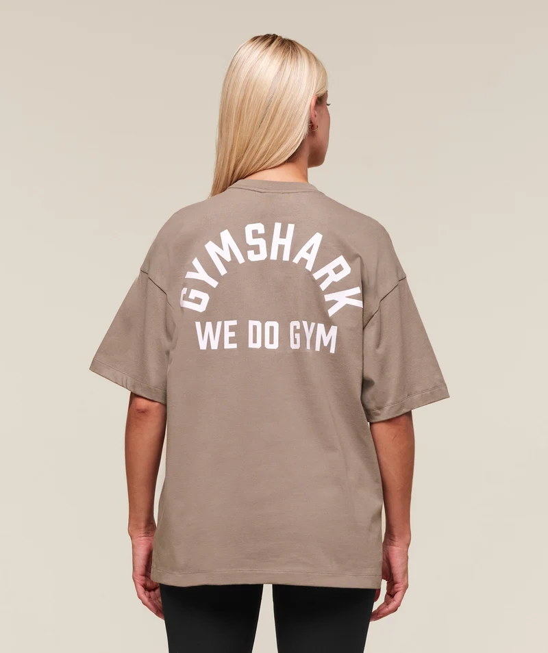 Gymshark We Do Gym Graphic Oversized T-Shirt - Lifestyle Brown