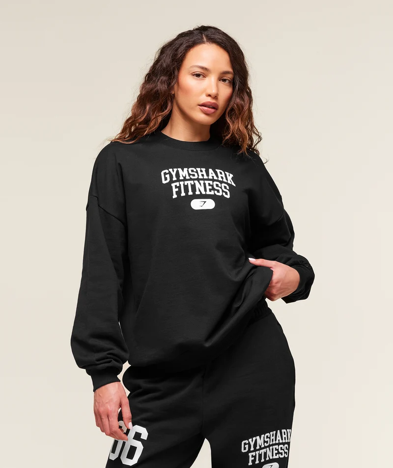Gymshark Varsity Graphic Pullover - Black