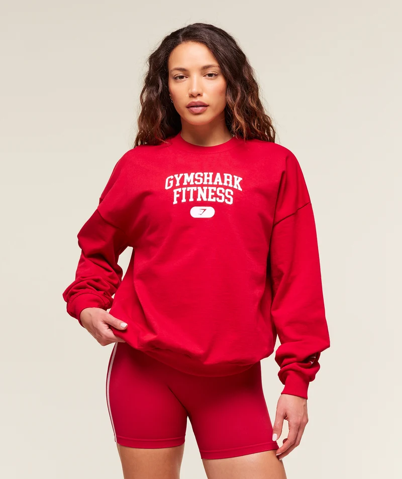 Gymshark Varsity Graphic Pullover - Conditioning Red
