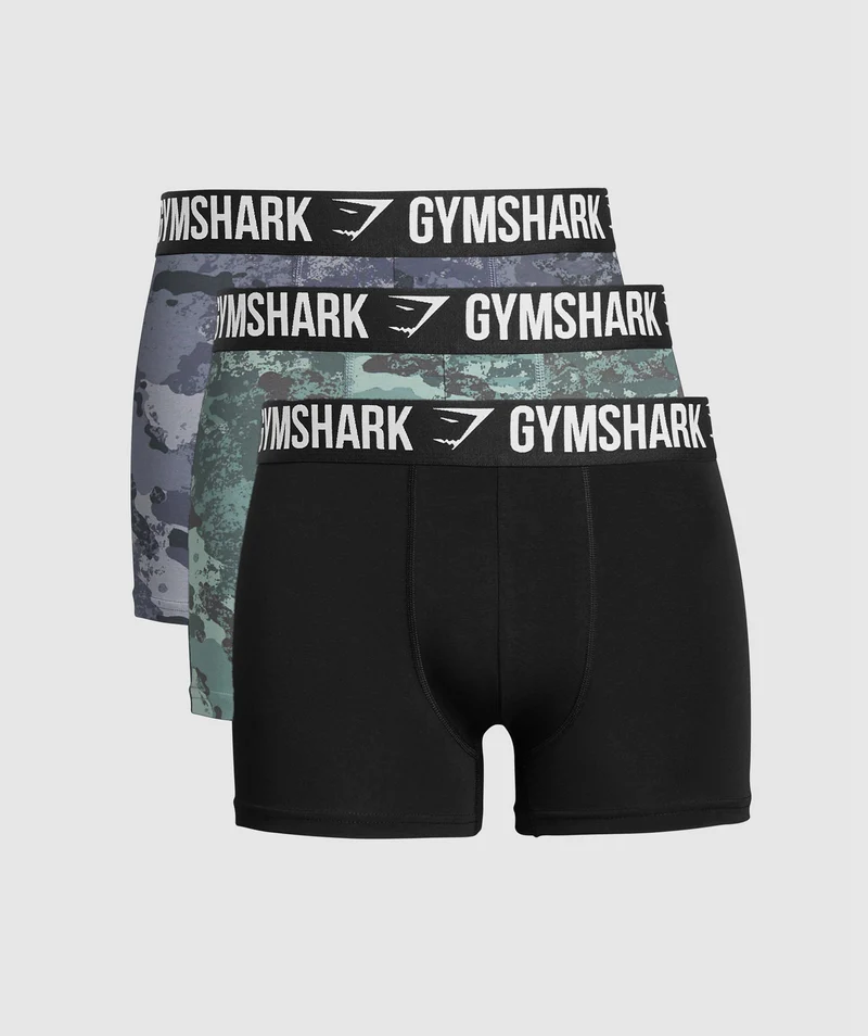 Gymshark Boxer Brief 3PK - Blue Surf/Denim Grey/Black