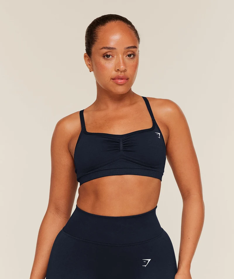 Gymshark Lift Seamless Sports Bra - Midnight Blue/Black Marl