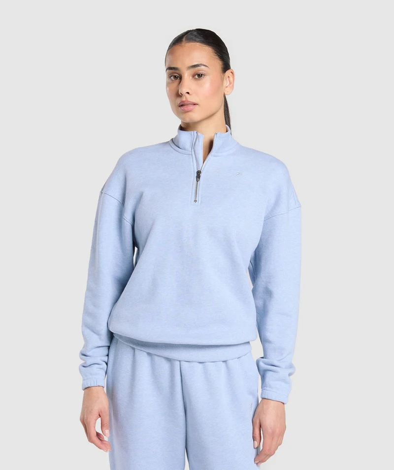 Gymshark Rest Day Sweats 2.0 1/4 Zip Pullover - Bros Gentle Blue Marl
