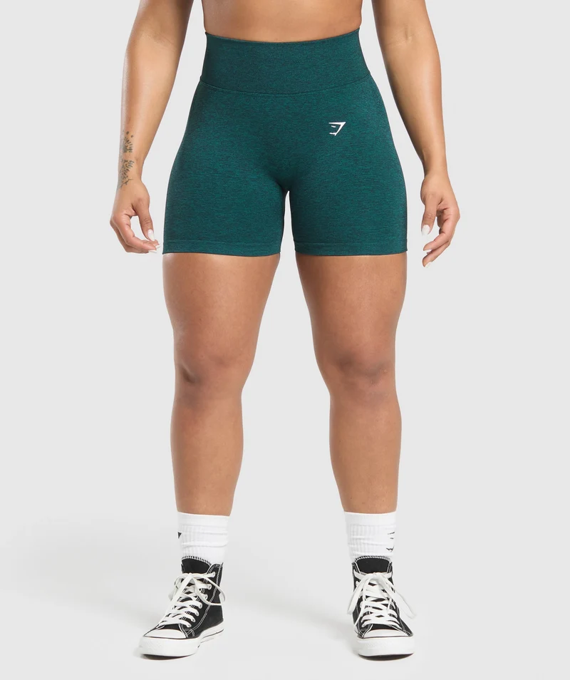 Gymshark Lift Seamless High-Rise Shorts - Functional Teal/Black Marl