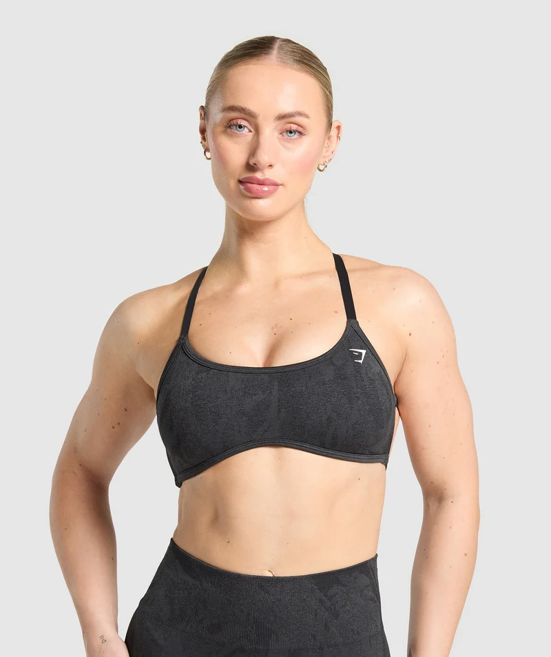 Gymshark Adapt Camo Cross Back Sports Bra - Asphalt Grey/Black
