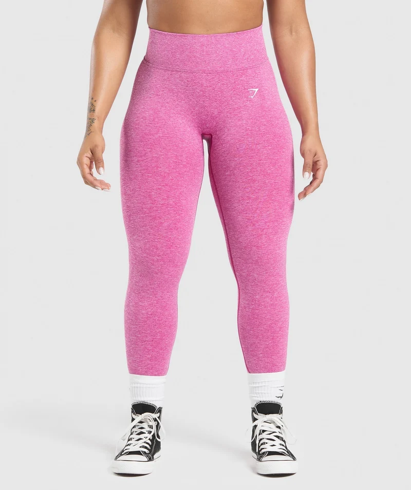 Gymshark Lift Seamless High-Rise Leggings - Winning Pink/White Marl