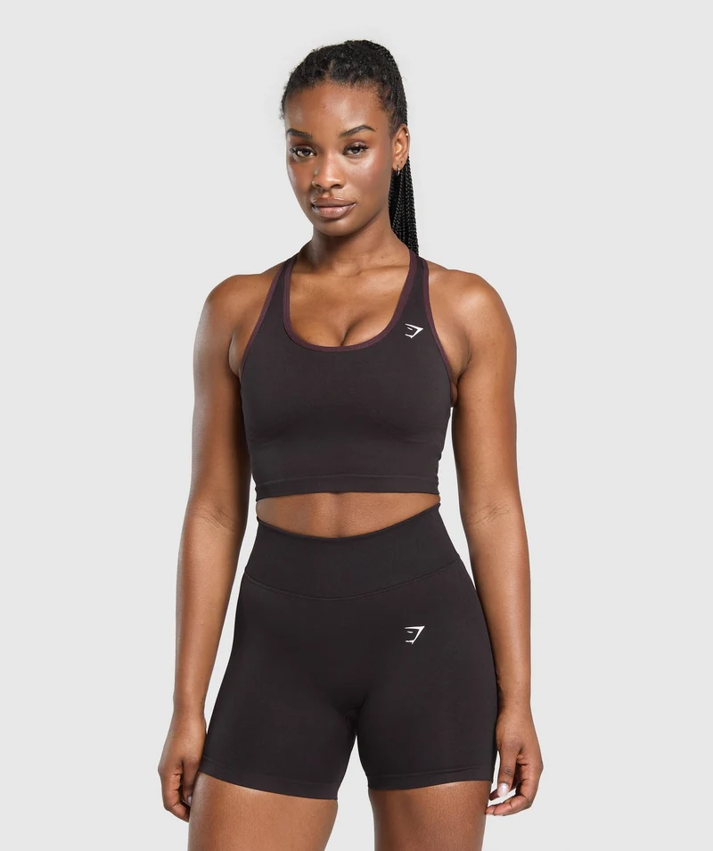 Gymshark Lift Seamless Midi Tank With Shelf - Bold Orange