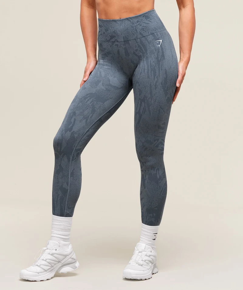 Gymshark Adapt Camo Seamless Leggings - Titanium Blue/Denim Grey