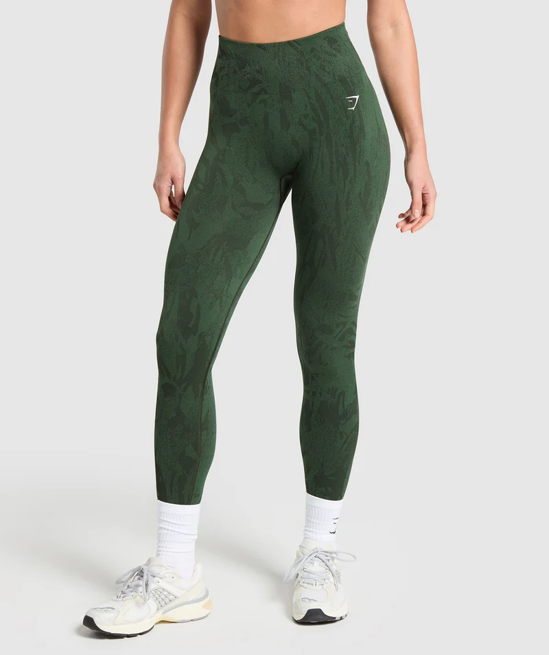 Gymshark Adapt Camo Seamless Leggings - Trail Green/Classic Green