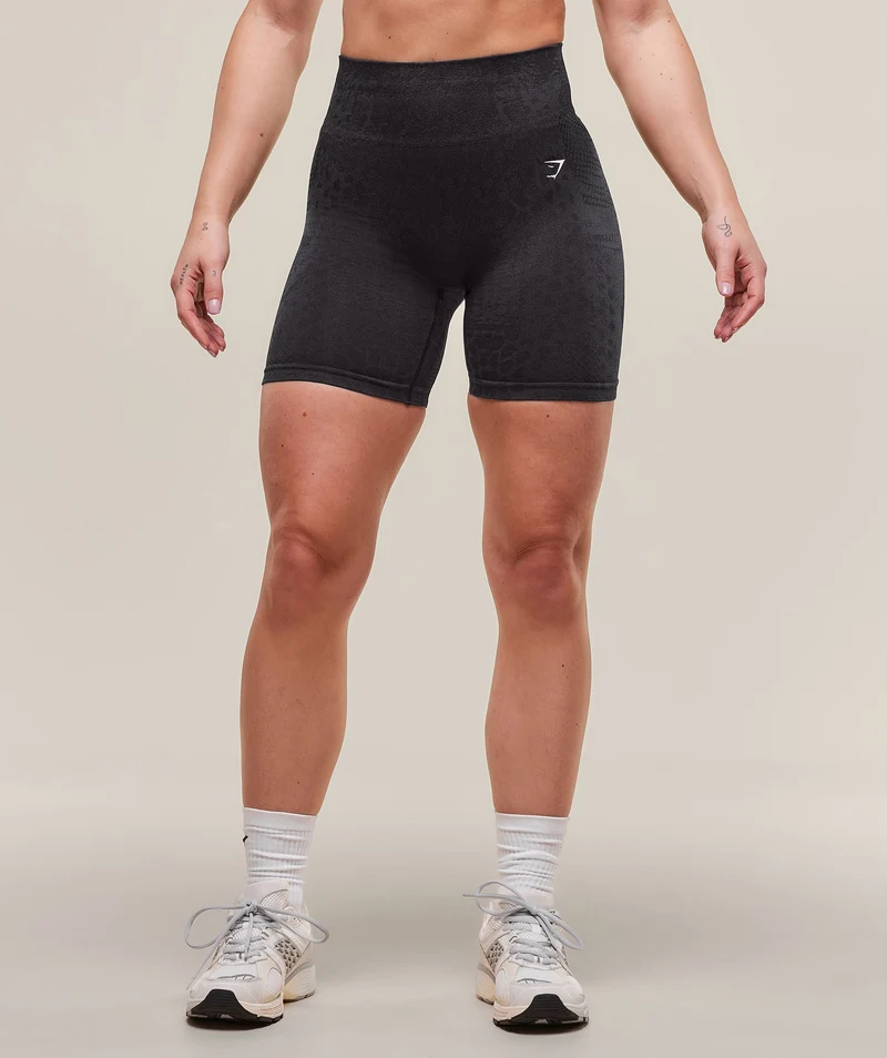 Gymshark Adapt Animal Seamless Shorts - Asphalt Grey/Black
