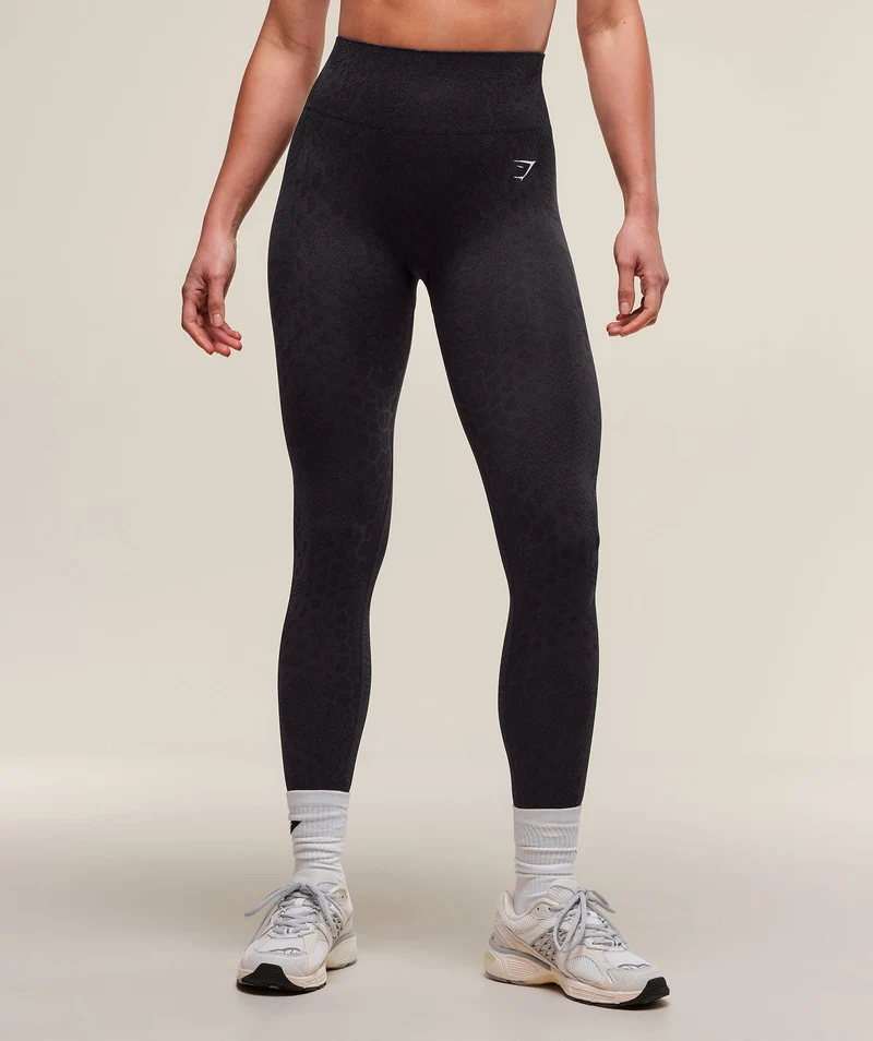 Gymshark Adapt Animal Seamless Leggings - Asphalt Grey/Black