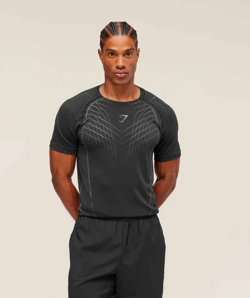 Gymshark Apex Seamless T-Shirt - Black/Dark Grey