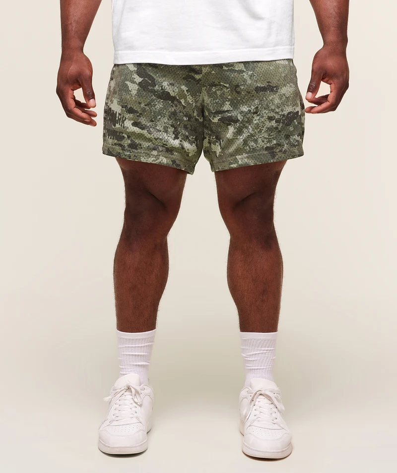 Gymshark Lifting Mesh 5" Shorts - Chalk Green