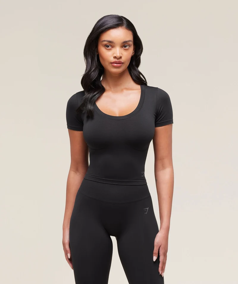 Gymshark Soft Sculpt Midi T-Shirt - Black