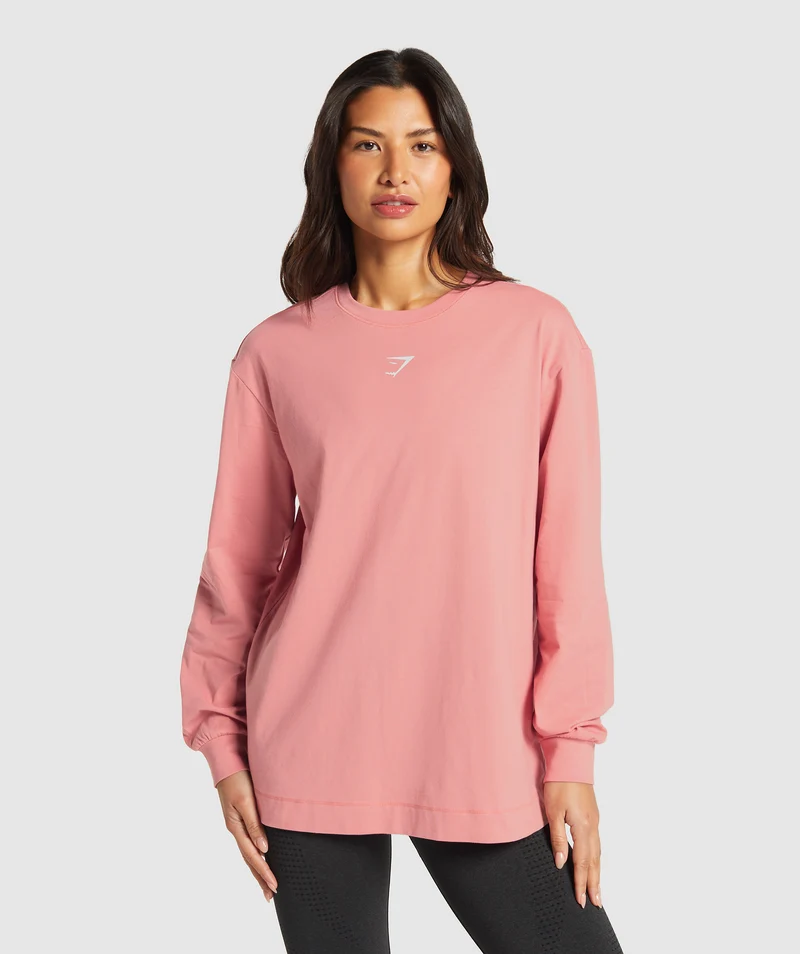 Gymshark Fraction Long Sleeve T-Shirt - Classic Pink