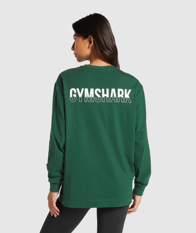 Gymshark Fraction Long Sleeve T-Shirt - Conditioning Green