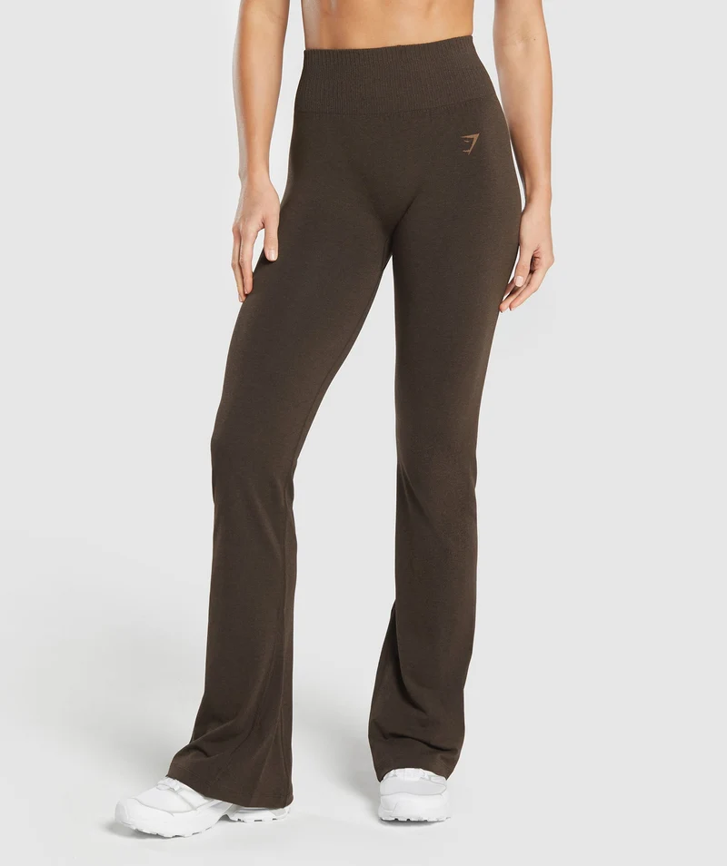 Gymshark Rest Day Seamless Modal Flare Leggings - Bros Walnut Brown Marl