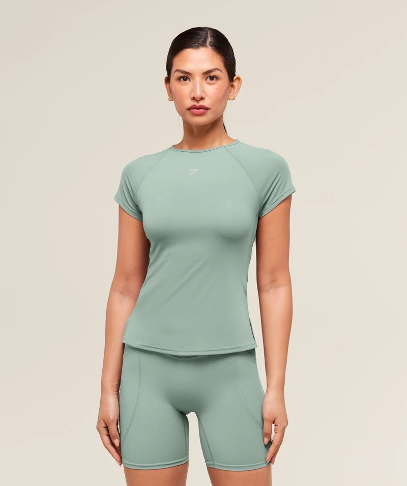 Gymshark Running Back Vent T-Shirt - Celeste Blue