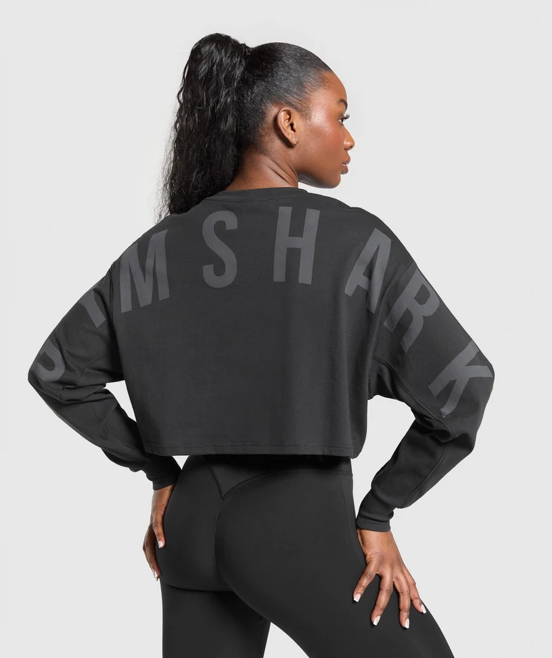 Gymshark Wordmark Graphic Long Sleeve Top - Black