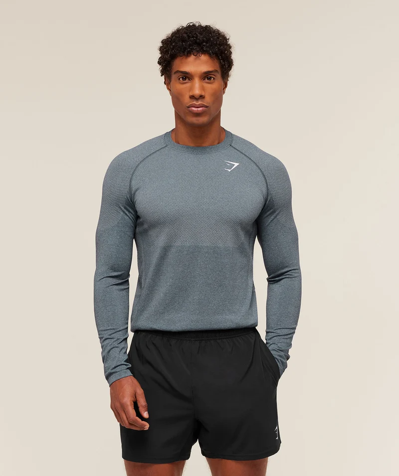 Gymshark Vital Seamless Long Sleeve T-Shirt - Iron Blue/Smoke Blue