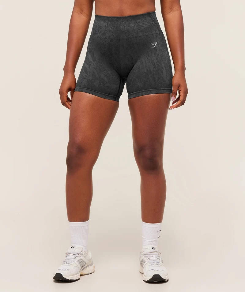 Gymshark Adapt Camo Seamless Shorts - Asphalt Grey/Black