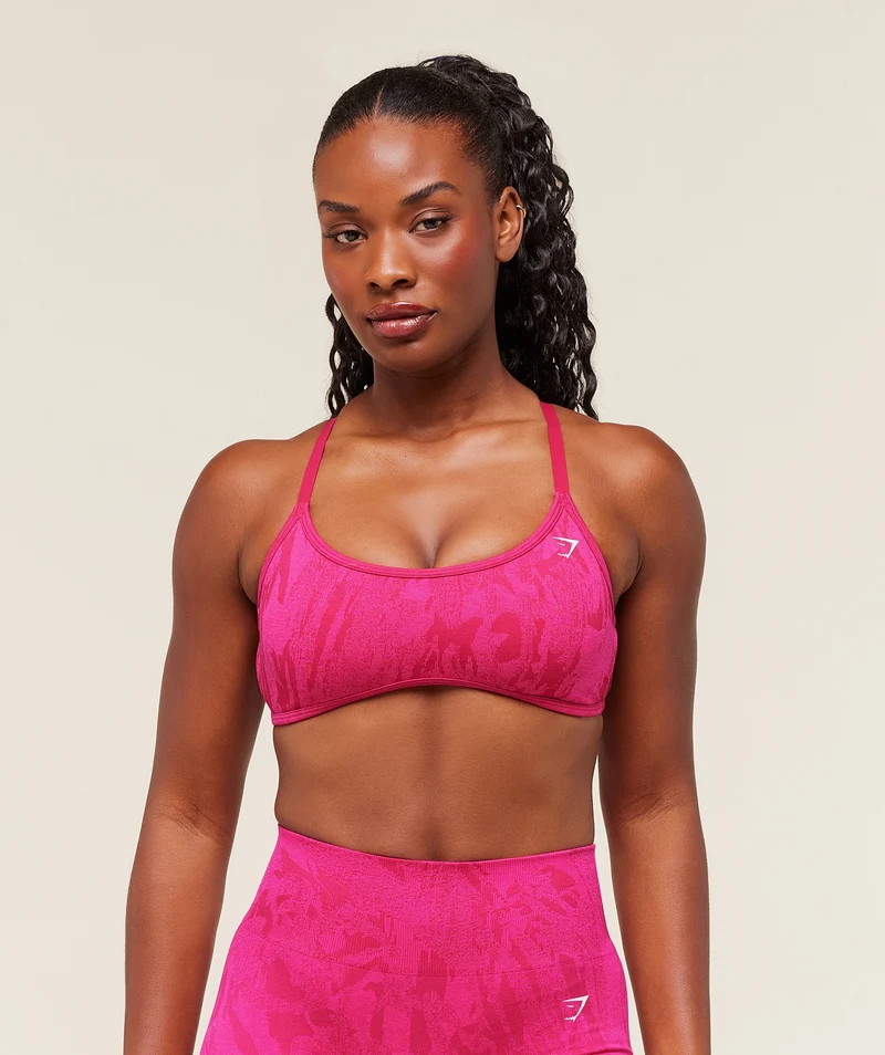 Gymshark Adapt Camo Cross Back Sports Bra - Build Pink/Energy Pink
