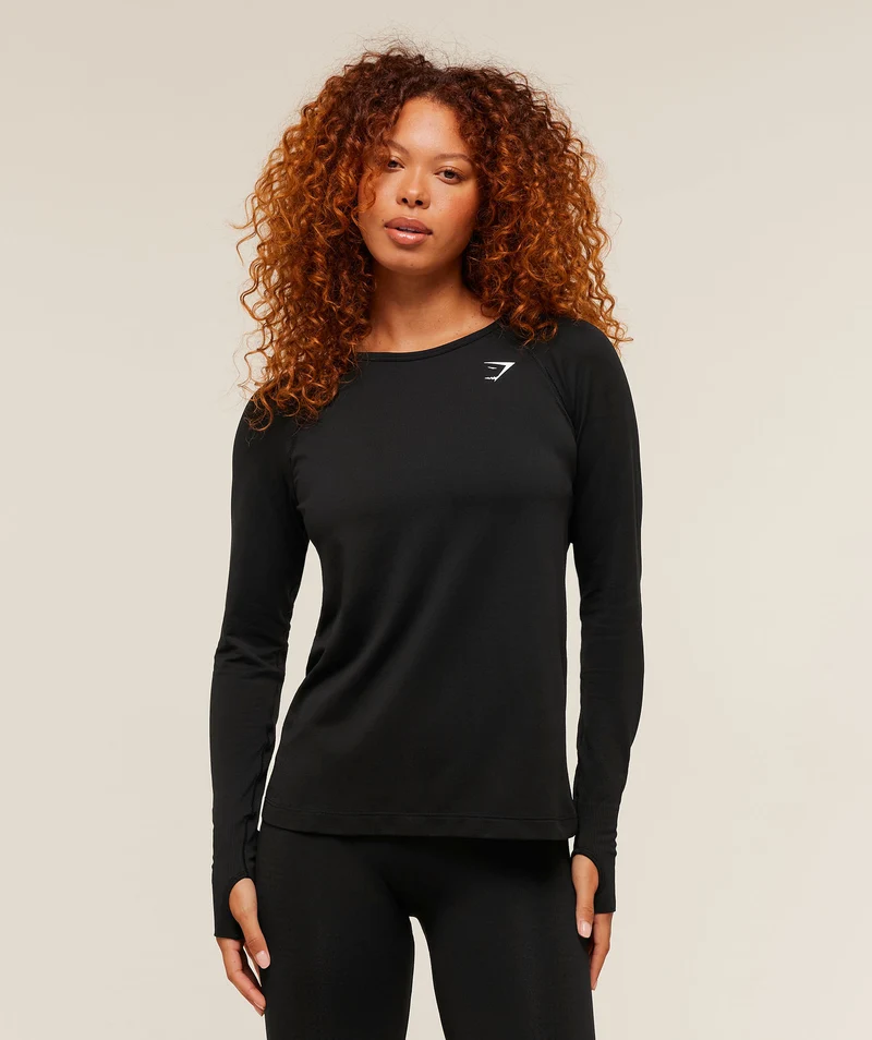 Gymshark Vital Seamless 2.0 Light Long Sleeve Top - Black