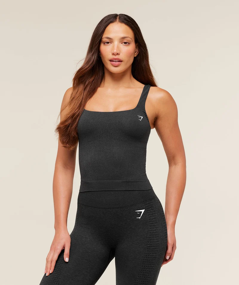 Gymshark Vital Seamless Tank With Shelf - Black Marl