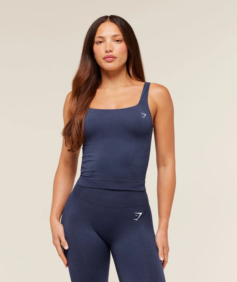 Gymshark Vital Seamless Tank With Shelf - Heavy Blue/Marl