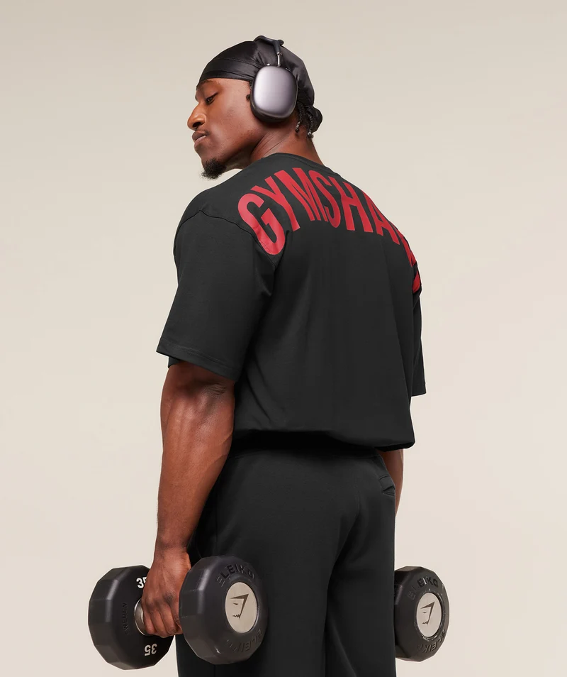 Gymshark Power T-Shirt - Black/Conditioning Red