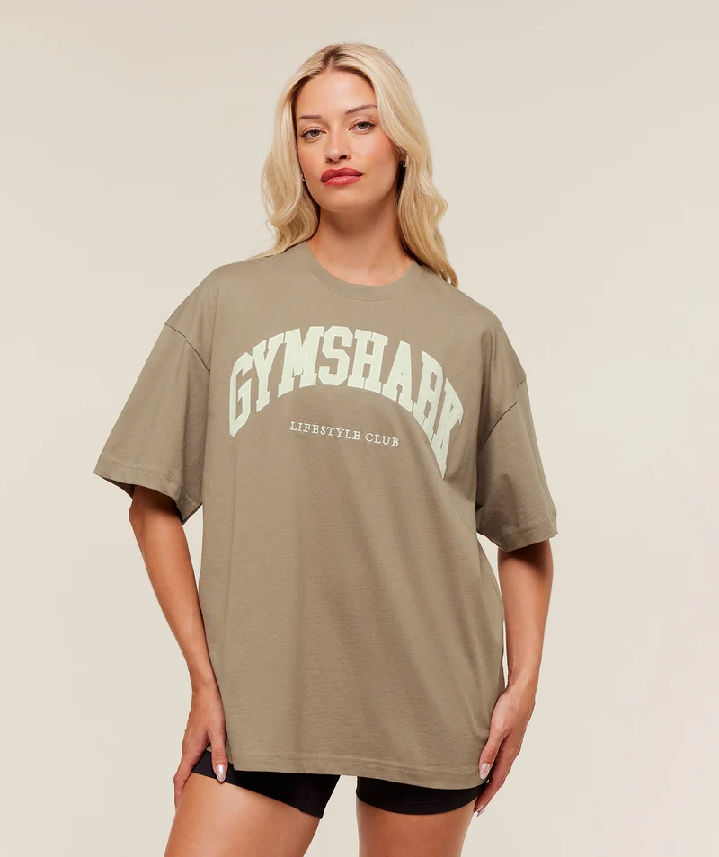 Gymshark Collegiate Graphic T-Shirt - Lifestyle Brown