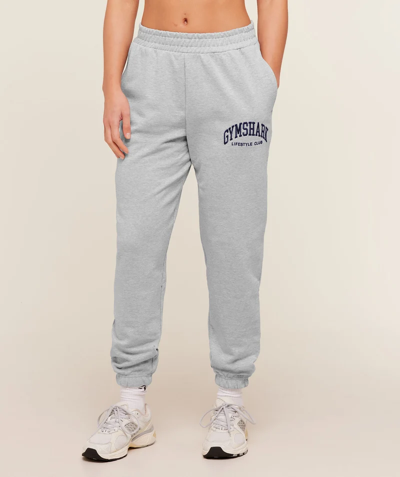 Gymshark Collegiate Graphic Joggers - Light Grey Core Marl