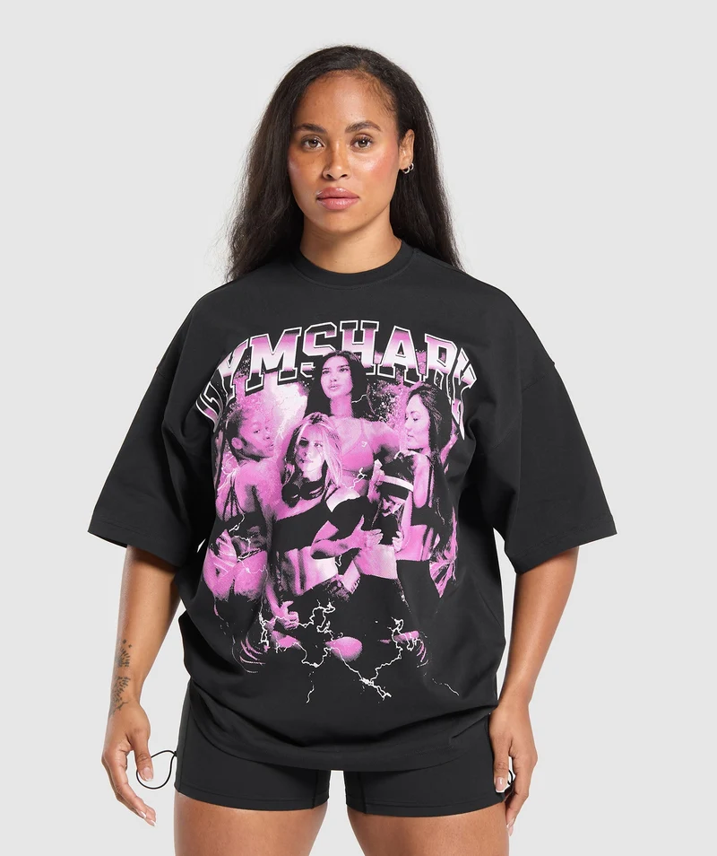 Gymshark Women Athlete Bootleg Graphic T-Shirt - Black
