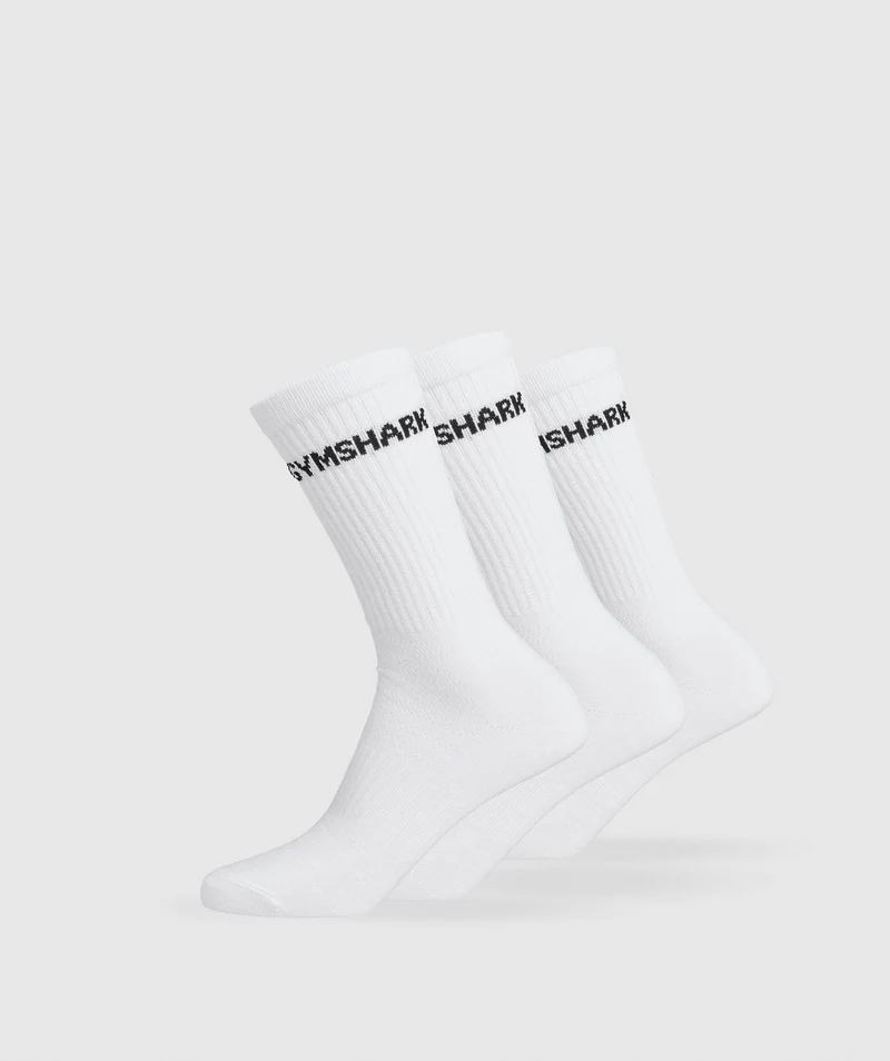 Gymshark Lite Crew Sock 3pk - White