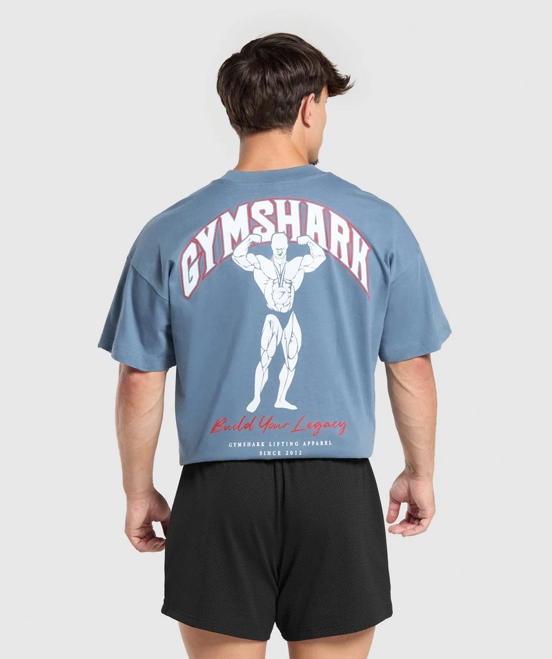 Gymshark Build Your Legacy Graphic T-Shirt - Faded Blue