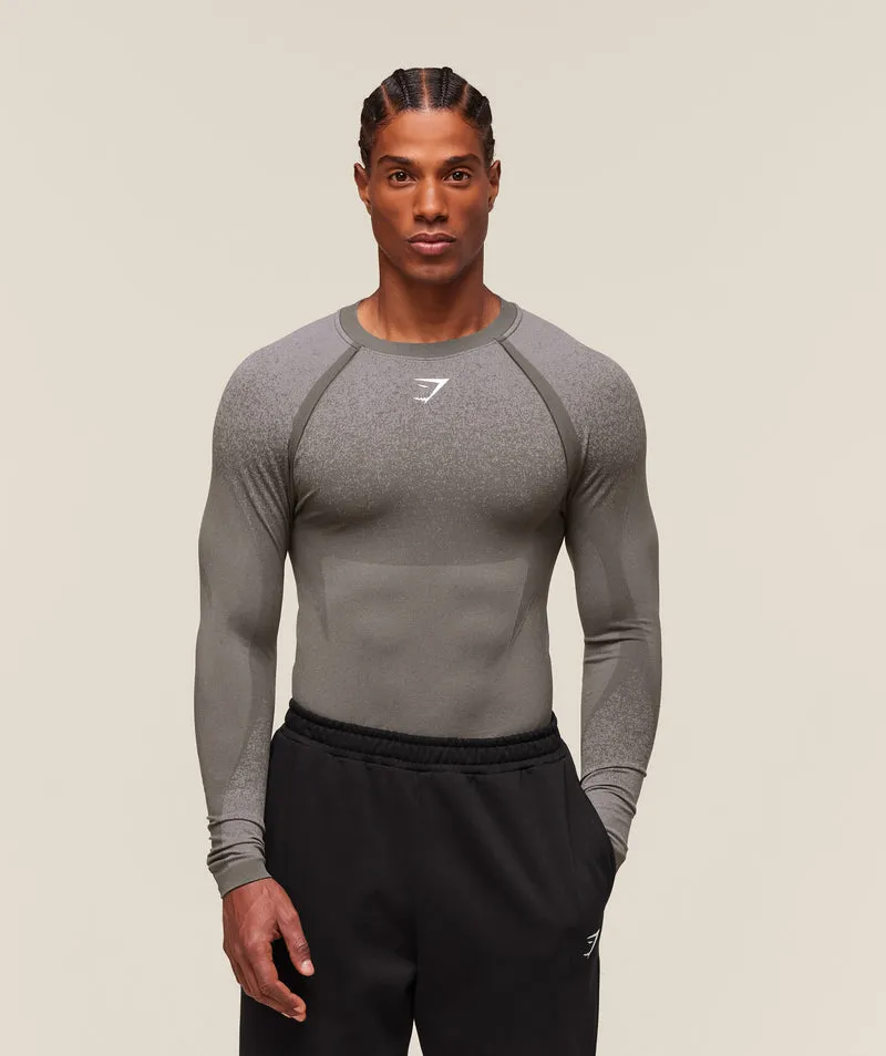 Gymshark Shadow Seamless Long Sleeve T-Shirt - Meteor Grey