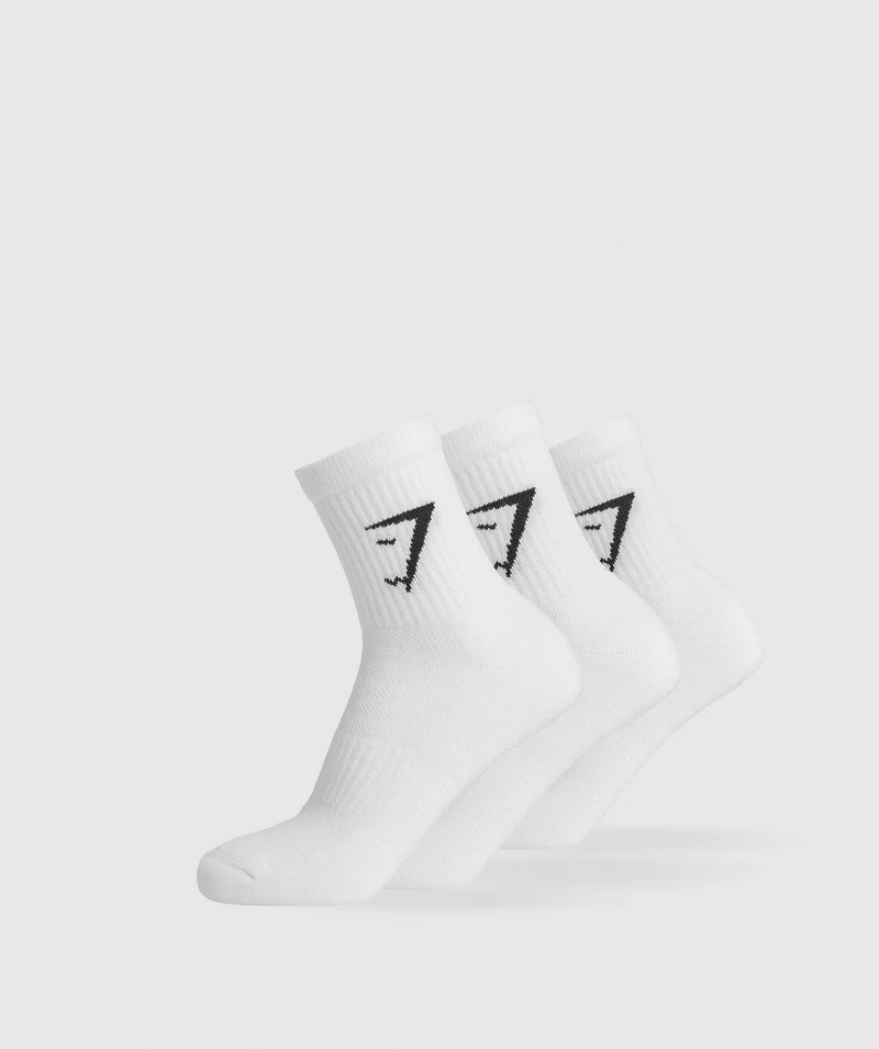Gymshark Midi Socks 3pk - White