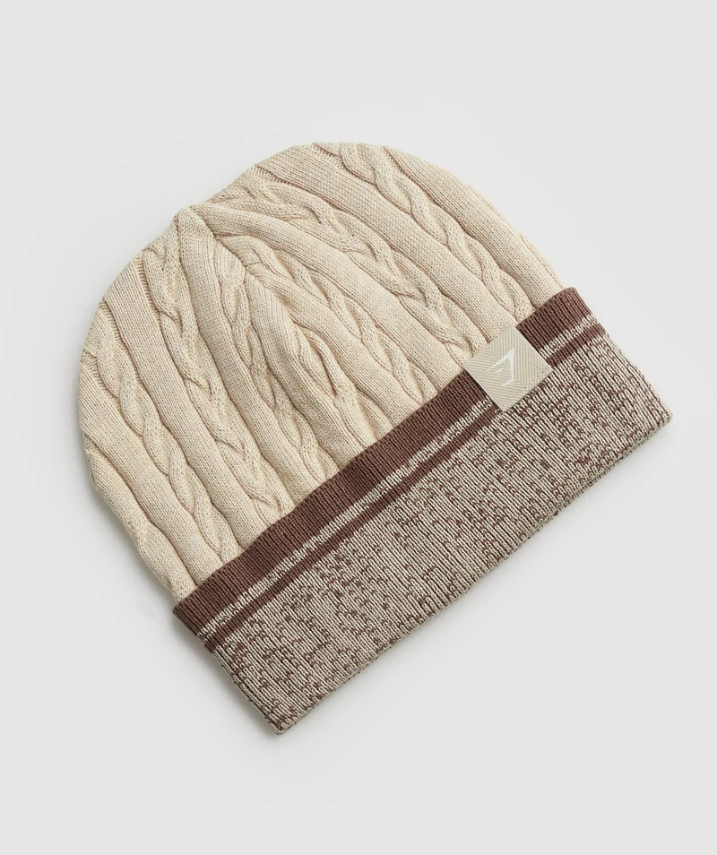 Gymshark Cable Beanie - Bros Stone Brown/ Marl/Stone Pink/Penny Brown