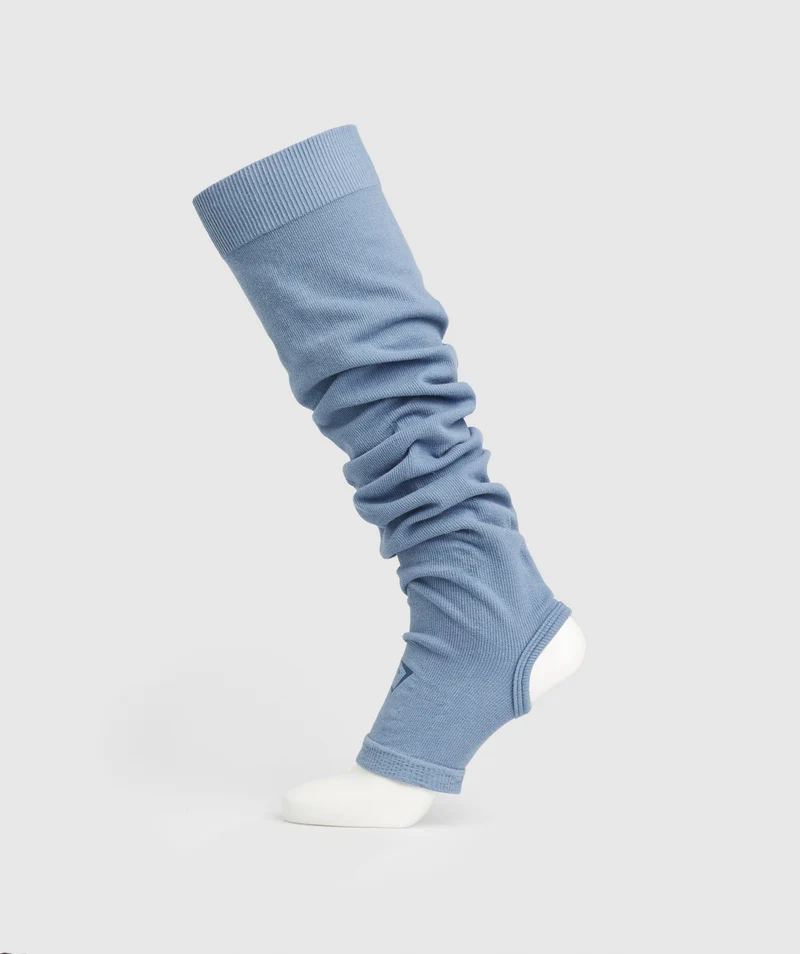 Gymshark Ribbed Cotton Seamless Leg warmers - Faded Blue