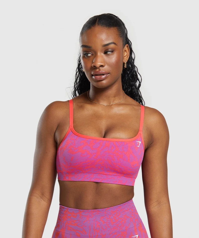 Gymshark Adapt Pattern Seamless Sports Bra - Shelly Pink/Fly Coral