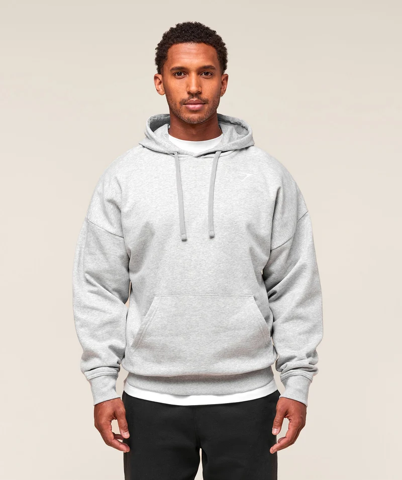 Gymshark Crest Oversized Hoodie - Light Grey Marl