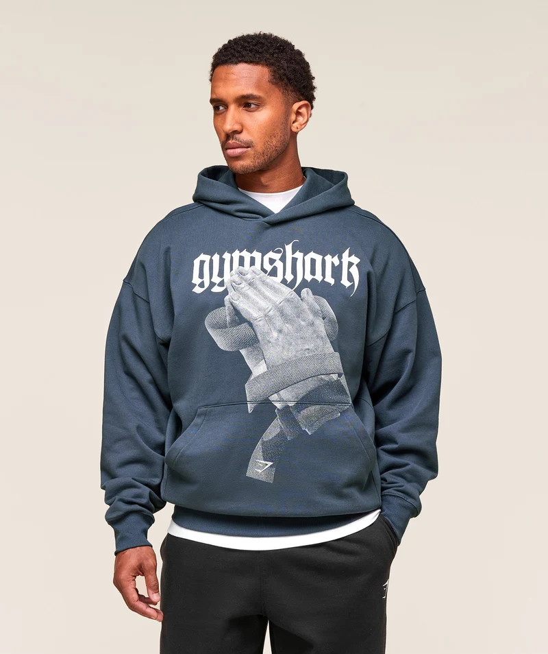 Gymshark Prayer Hands Hoodie - Titanium Blue