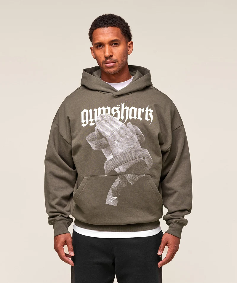 Gymshark Prayer Hands Hoodie - Camo Brown