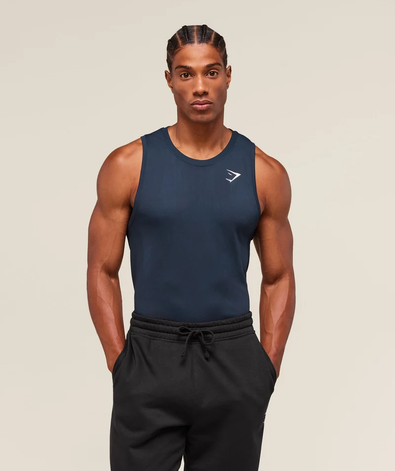 Gymshark Geo Seamless Tank - Navy/Heavy Blue