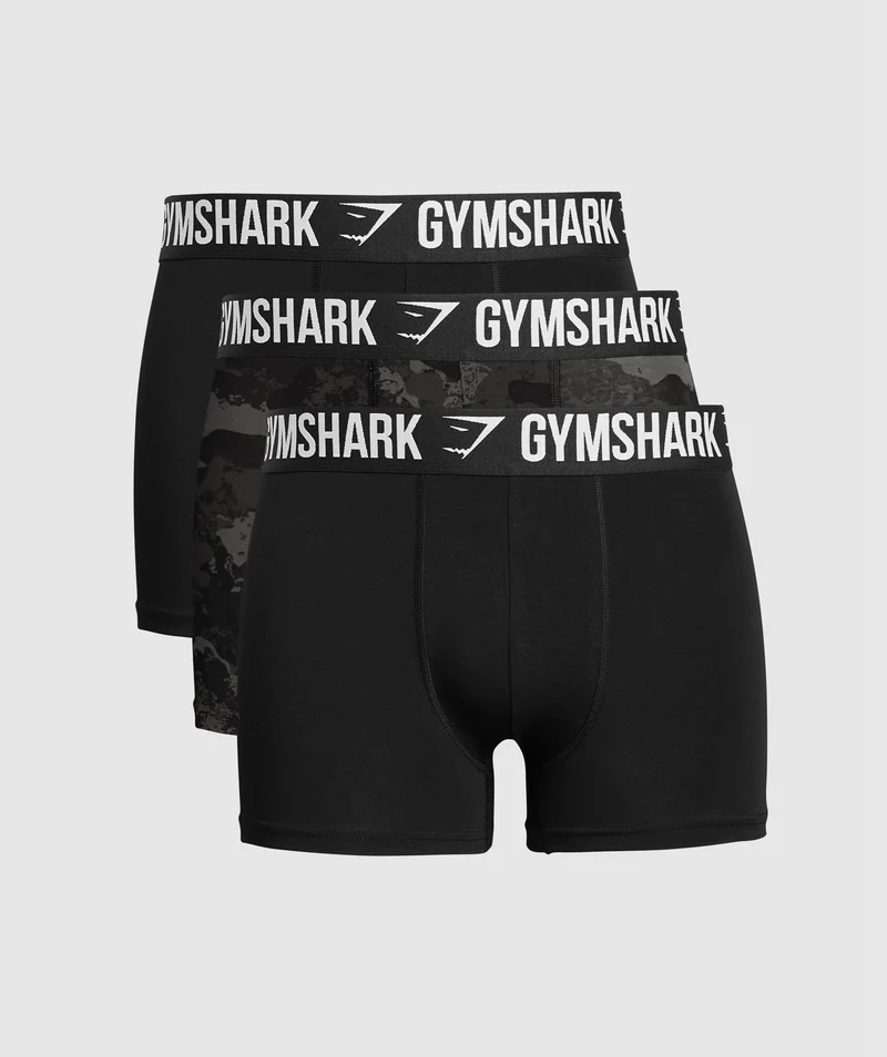 Gymshark Boxer Brief 3PK - Black/Graphite Grey