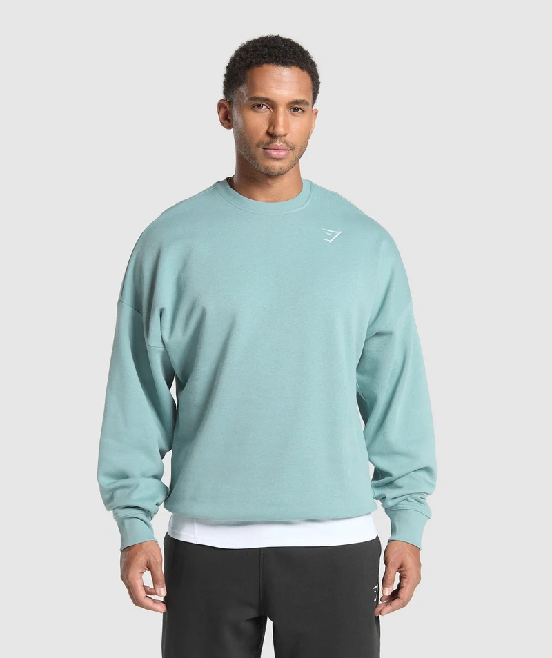 Gymshark Crest Oversized Crew - Rest Blue