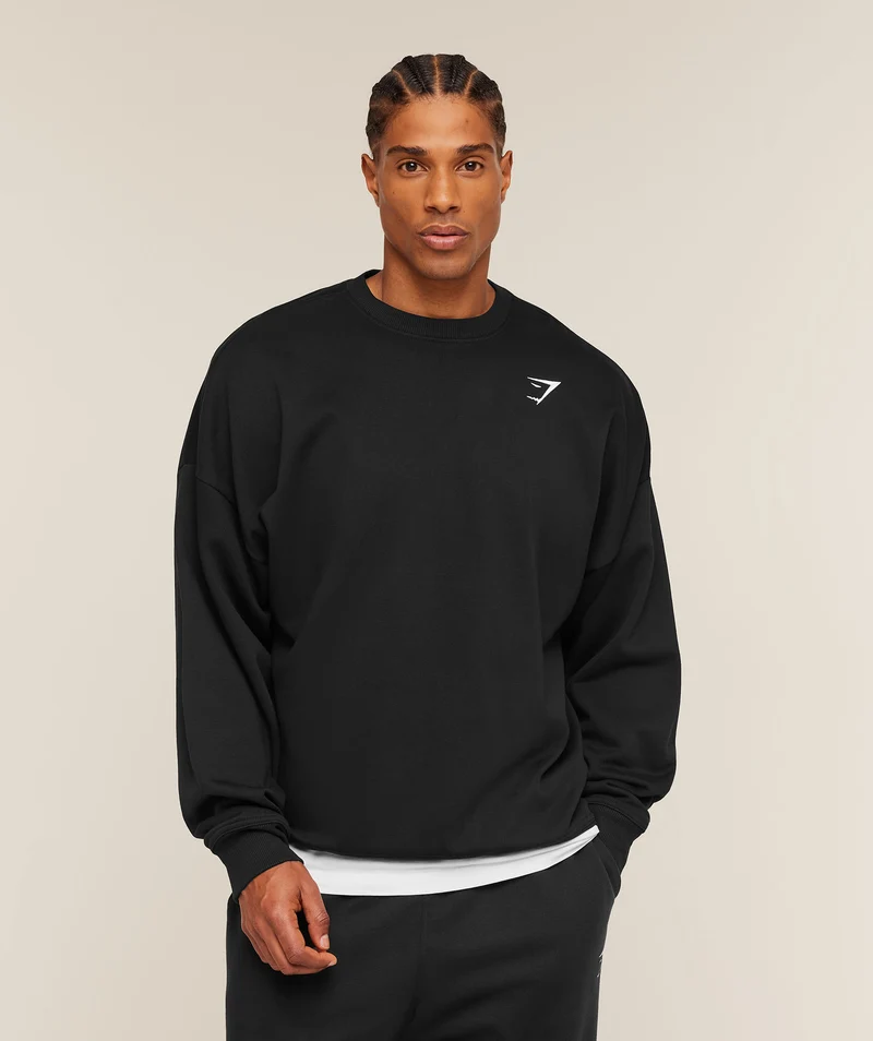 Gymshark Crest Oversized Crew - Black