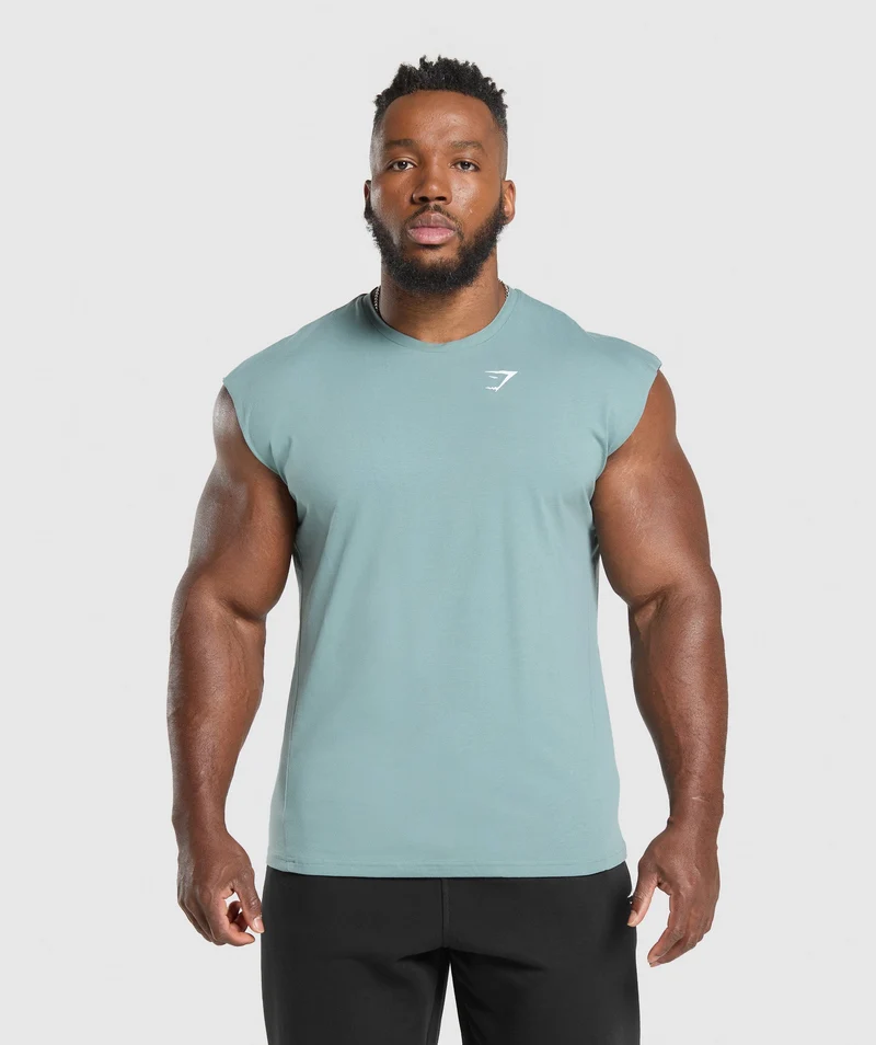 Gymshark Critical Cut Off Tank - Celeste Blue